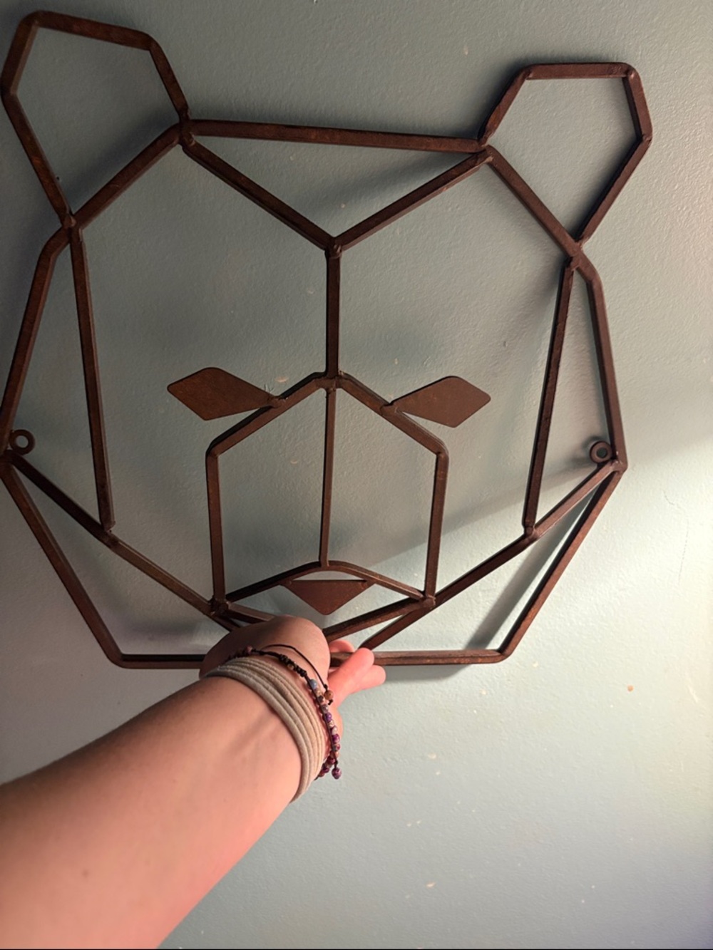 Metal Geometric Bear Wall Decor - Bronze Finish